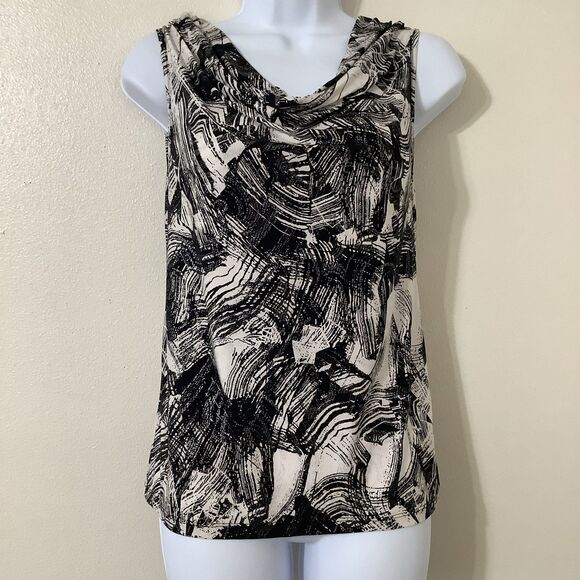 Vintage Y2K Abstract Beachy Summer Artsy Draped Neck Sleeveless Sparkly Top PS - Picture 1 of 10